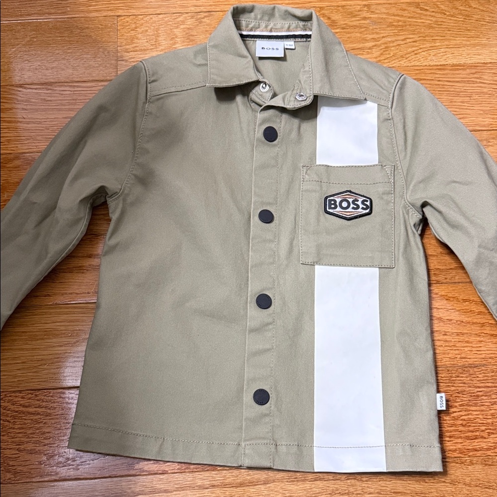 BOSS Kids Khaki Green Cotton Twill Shirt  Jacket